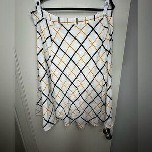 Bea & Dot By ModCloth White Tan Windowpane Plaid Vintage Inspired Swing Skirt 4X